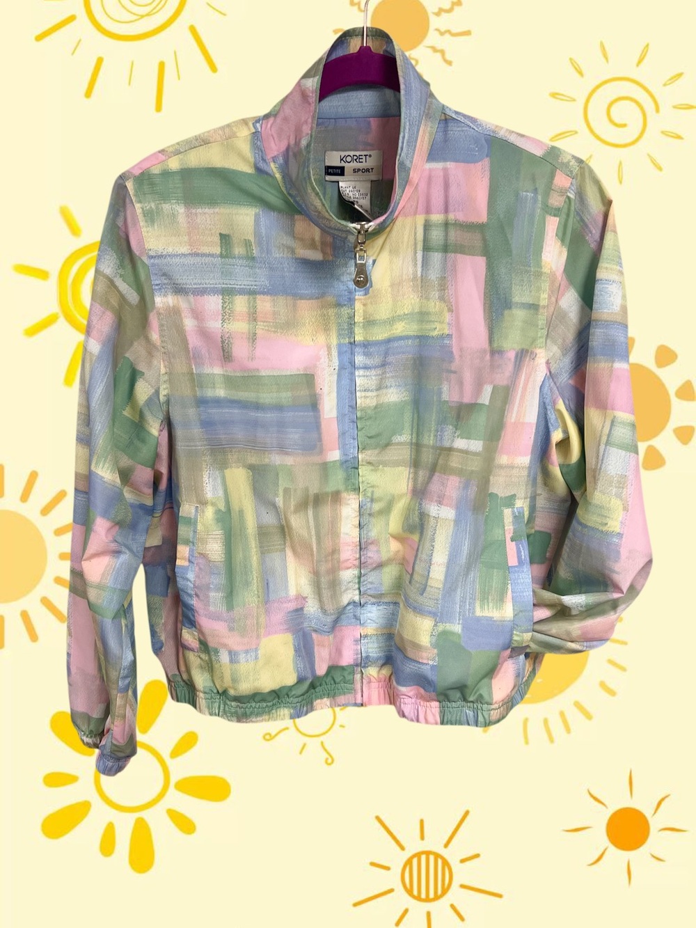 Vintage Koret Sport pastel watercolors windbreaker jacket